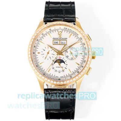 Swiss Replica V2 Jaeger-LeCoultre Master Watch Yellow Gold with Diamond Bezel 